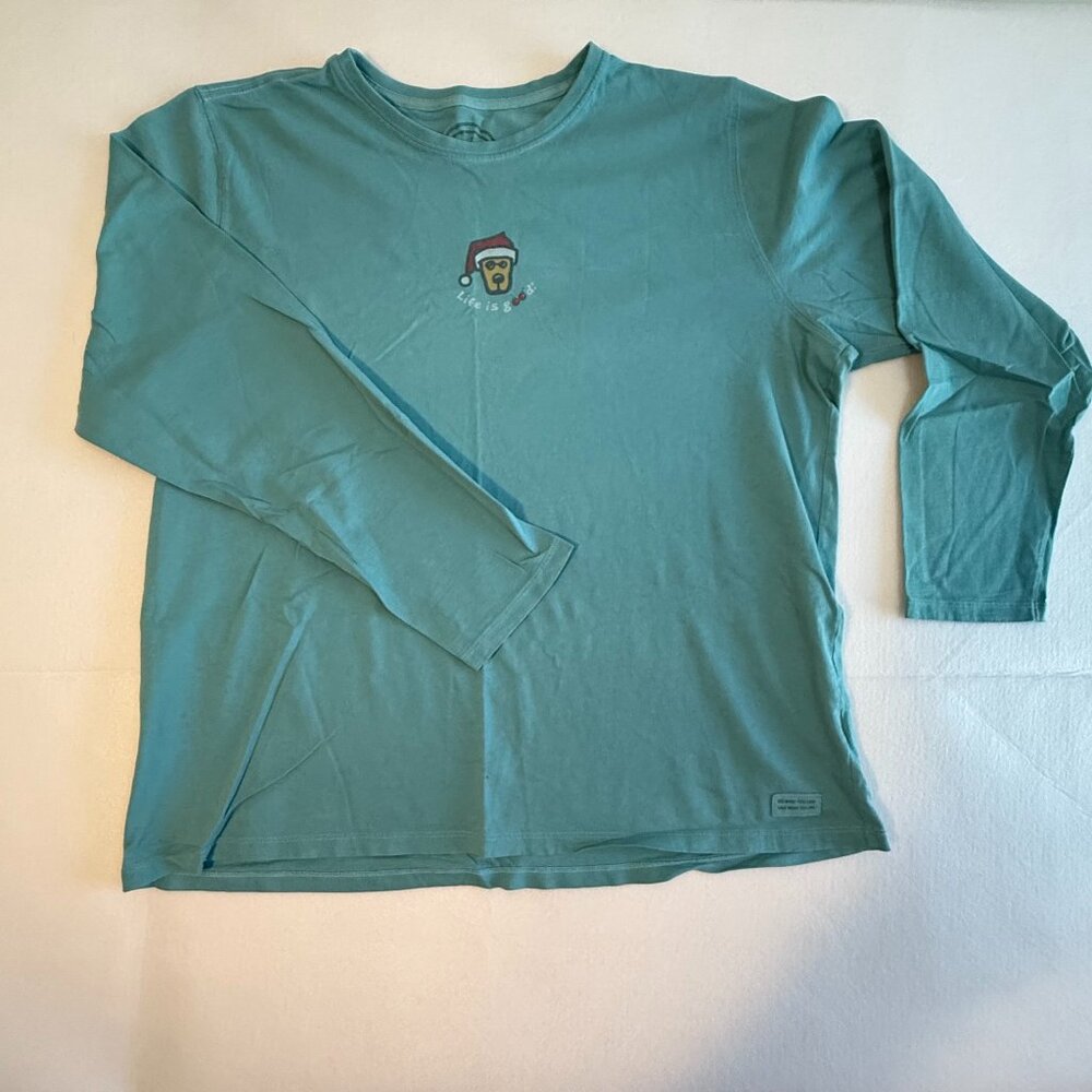 LIFE IS GOOD WOMEN'S LONG SLEEVE DOG CHRISTMAS--minor defect